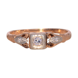 The Nebula Charm: Art Deco Era Diamond Ring in Rose and White Gold