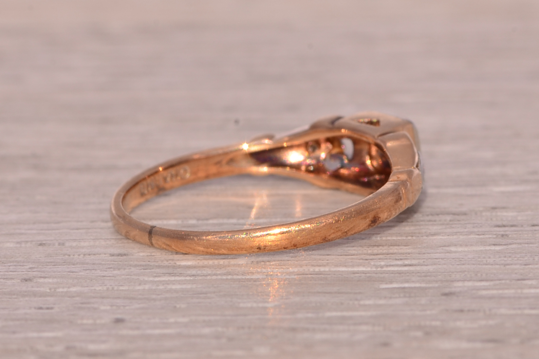 The Nebula Charm: Art Deco Era Diamond Ring in Rose and White Gold - Image 4