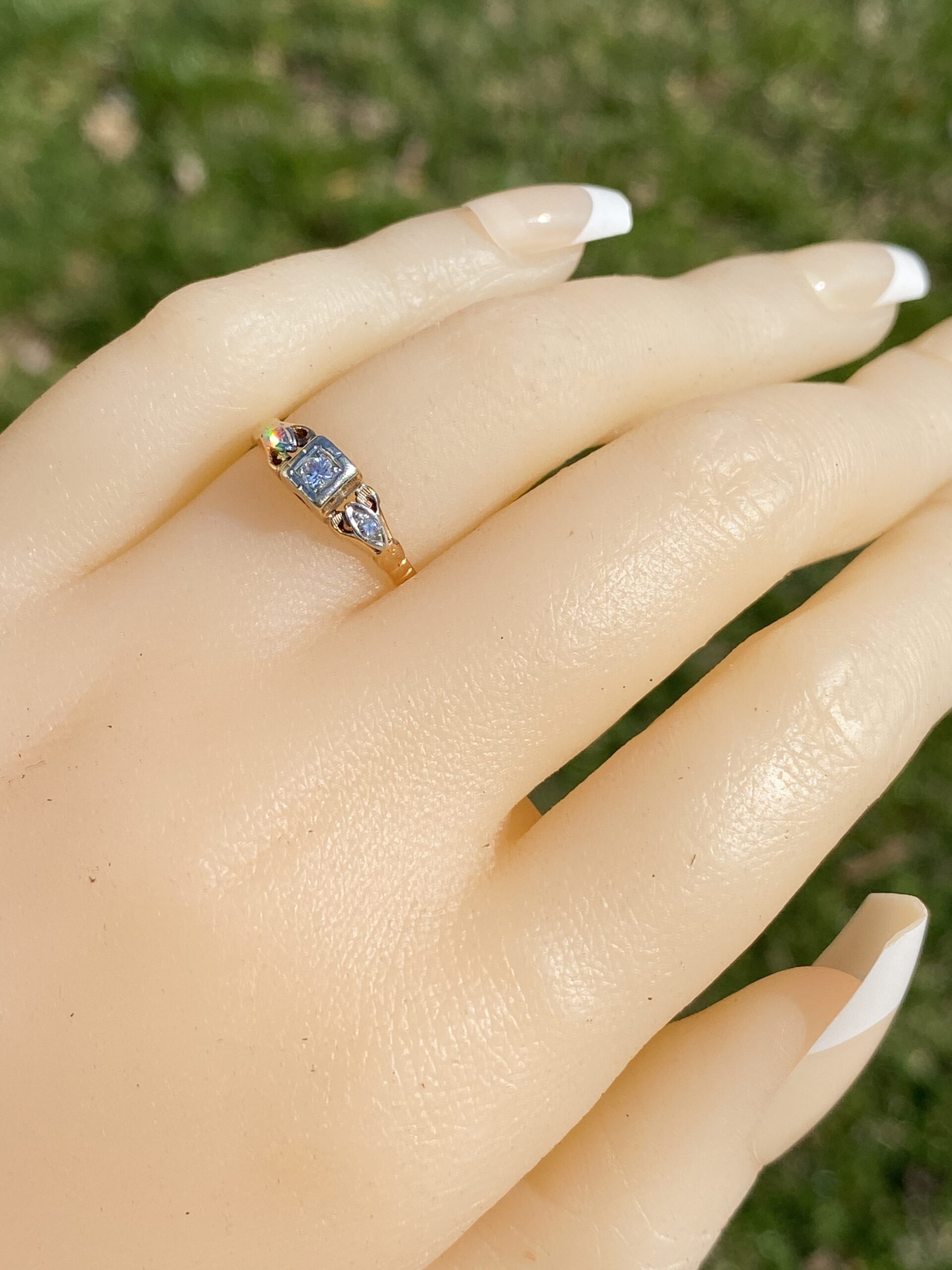 The Nebula Charm: Art Deco Era Diamond Ring in Rose and White Gold - Image 8