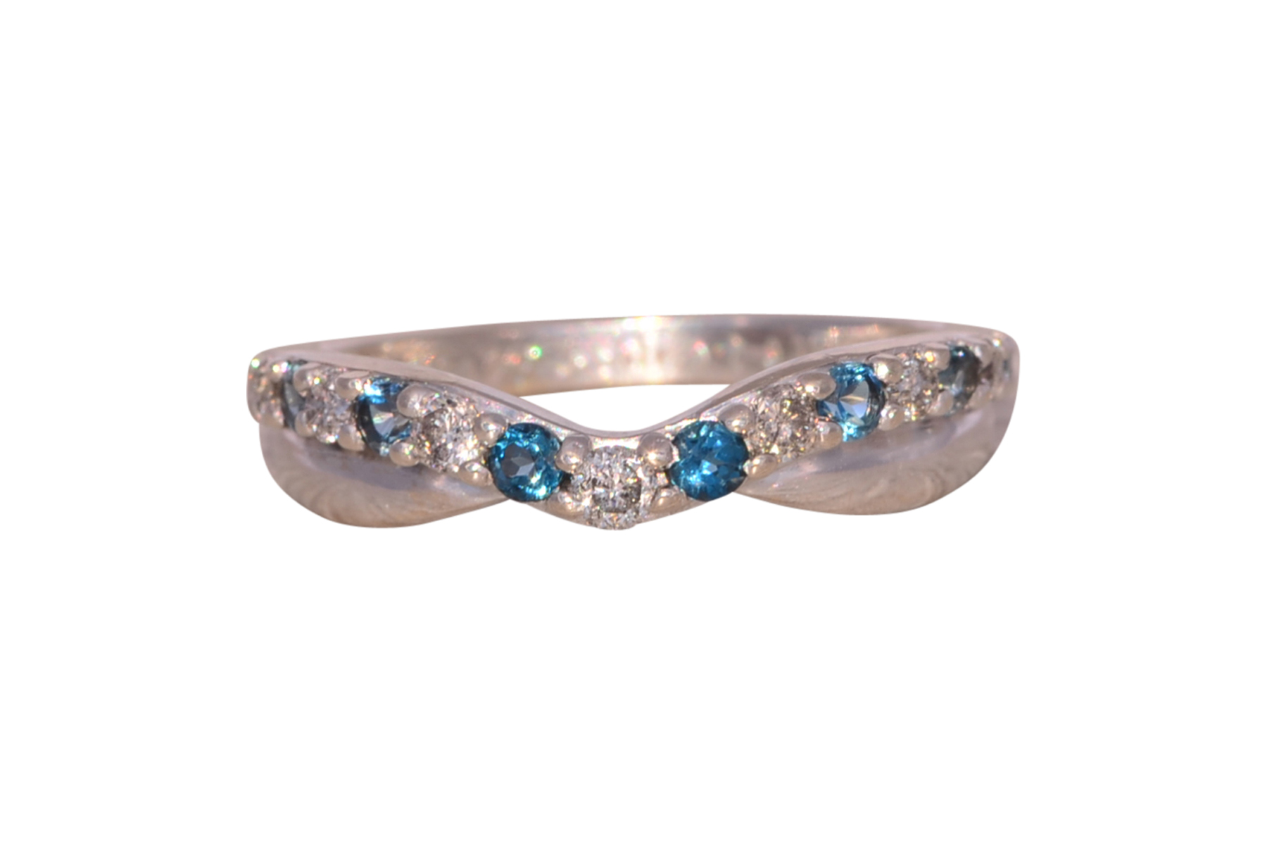 The Nebula Twist: Topaz and Diamond Ring in White Gold