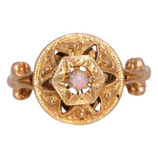 SOLD - The Opal Sunburst: Opal Ring in Yellow Gold