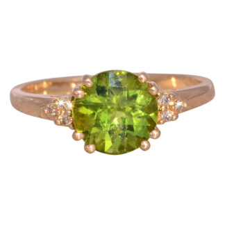 The Peridot Radiance: Peridot and Diamond Ring in Yellow Gold