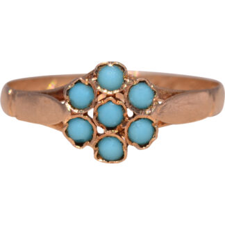 The Victorian Bloom: Turquoise Cluster Ring in Rose Gold