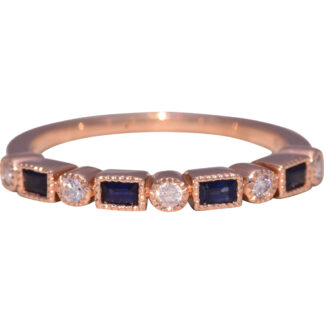 The Rose Harmony: Sapphire and Diamond Band in Rose Gold