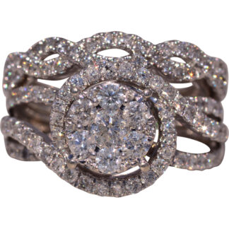 The Eternal Halo: Diamond Engagement Ring with Soldered Band in White Gold