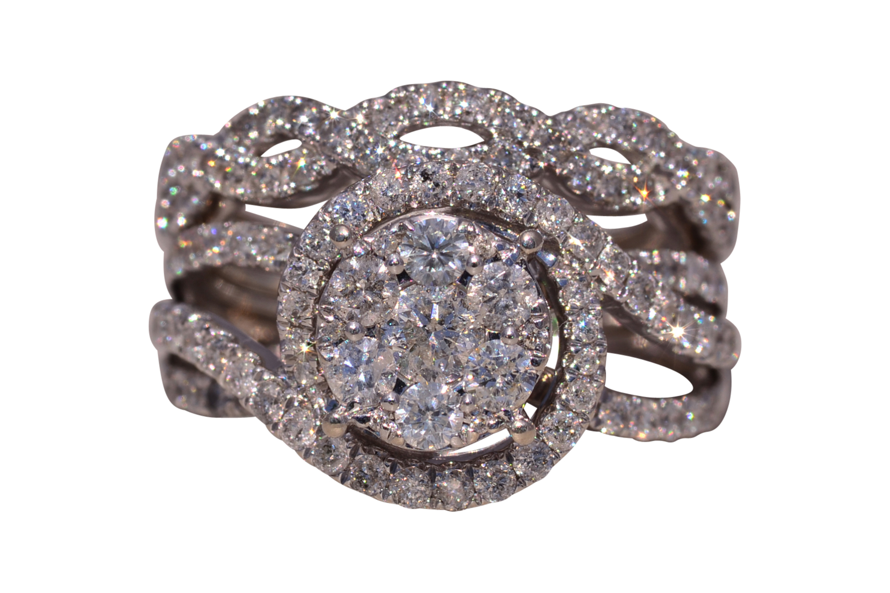 The Eternal Halo: Diamond Engagement Ring with Soldered Band in White Gold