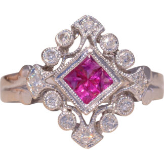 The Regal Radiance: Ruby and Diamond Ring in White Gold