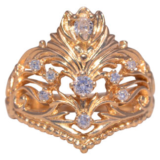 The Gilded Bloom: Natural Diamond Ring in Yellow Gold