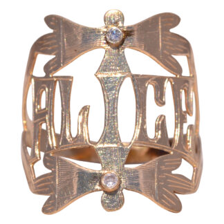 The Alice Tribute: Diamond Bow Motif Name Ring in Yellow Gold