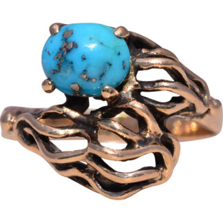 The Desert Flame: Turquoise Ring in Yellow Gold