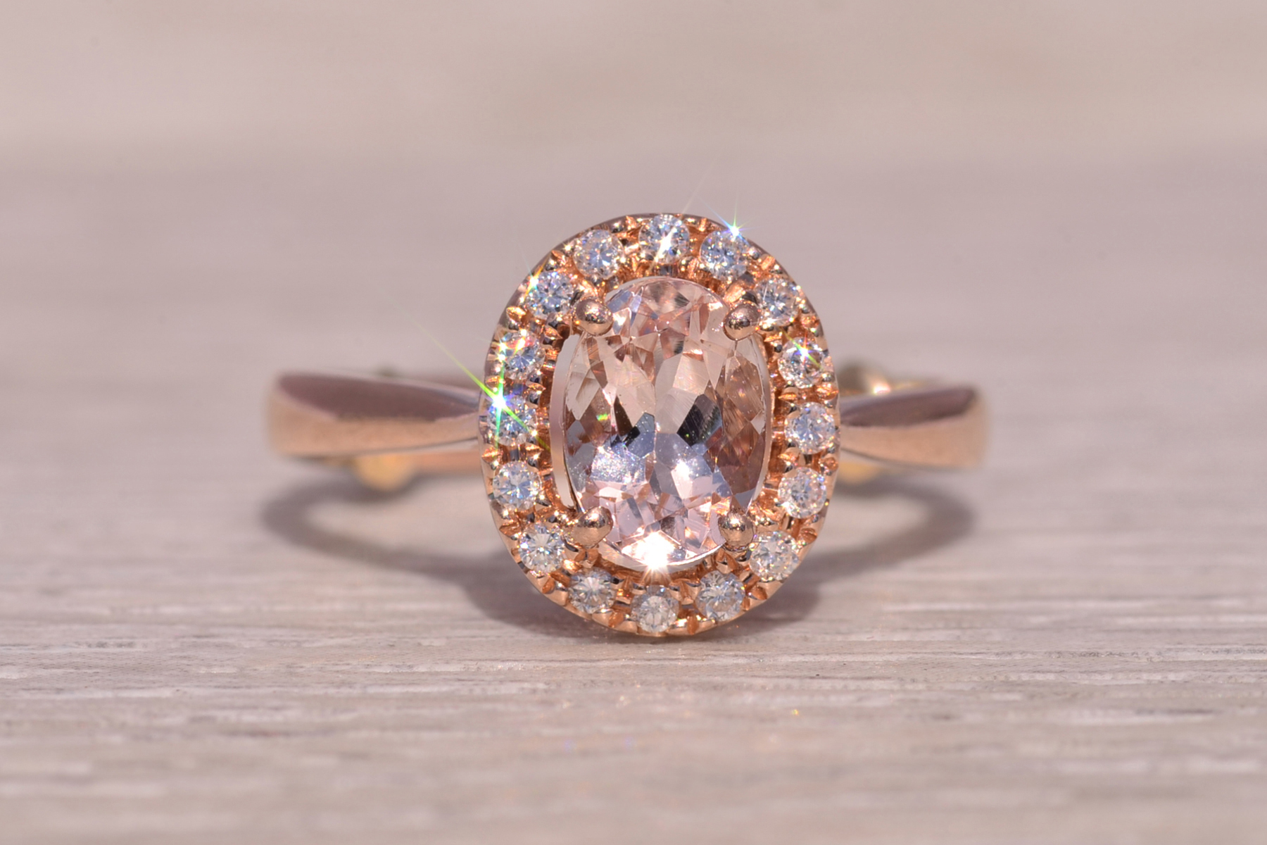 The Blush Halo: Morganite and Diamond Ring in Rose Gold - Image 2