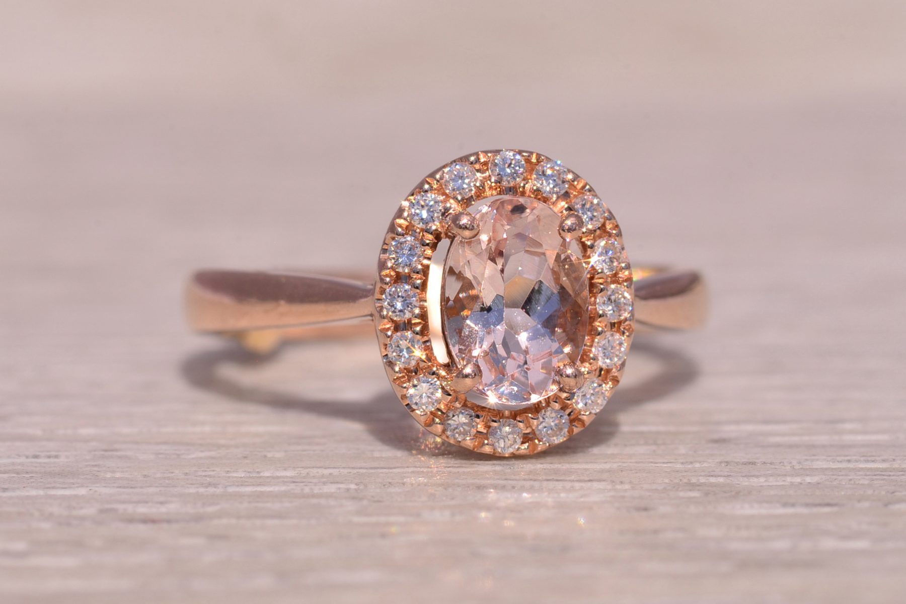 The Blush Halo: Morganite and Diamond Ring in Rose Gold - Image 6
