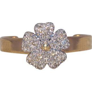 The Diamond Bloom: Natural Diamond Adjustable Floral Ring in Yellow Gold