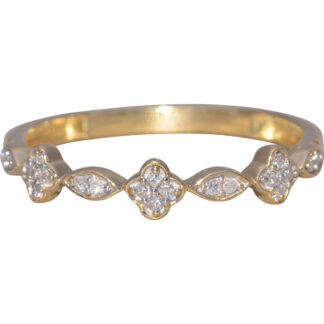 The Petite Clover: Natural Diamond Floral Band in Yellow Gold