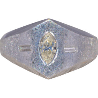 The Argent Vector: Natural Diamond Men’s Ring in White Gold