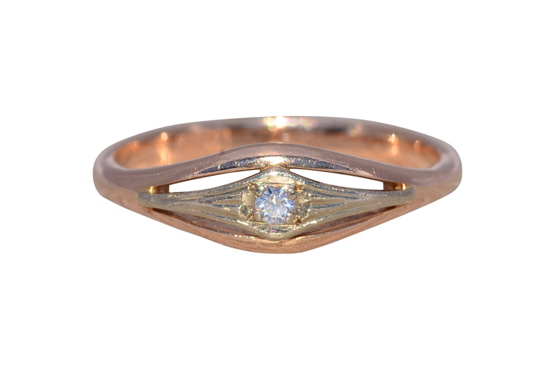 The Rosette Curve: Natural Diamond Ring in Rose Gold