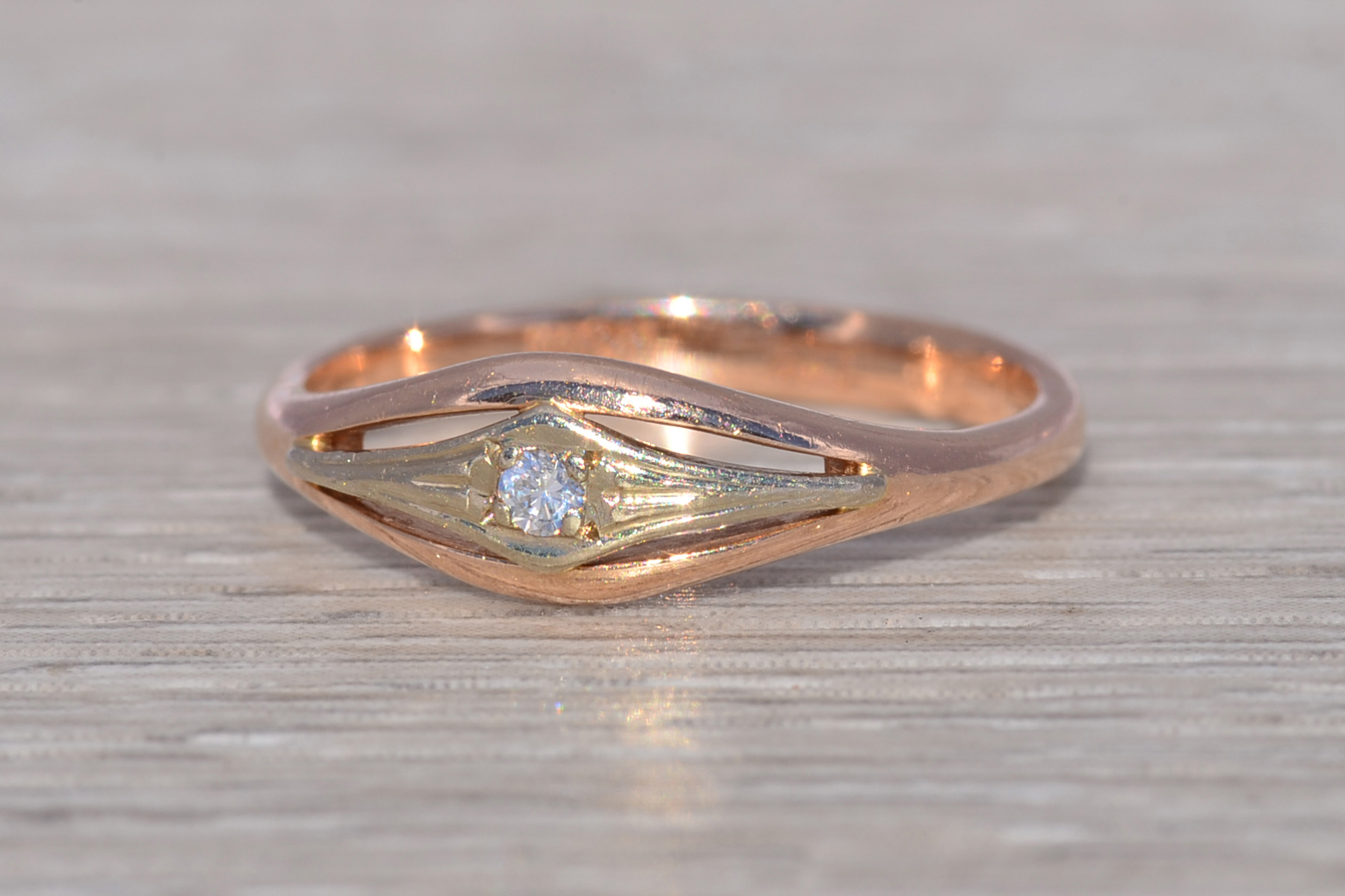 The Rosette Curve: Natural Diamond Ring in Rose Gold - Image 3