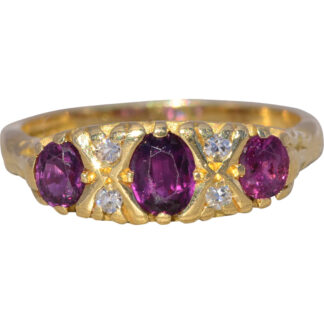 The Crowned Trio: Ruby and Natural Diamond Ring in Yellow Gold