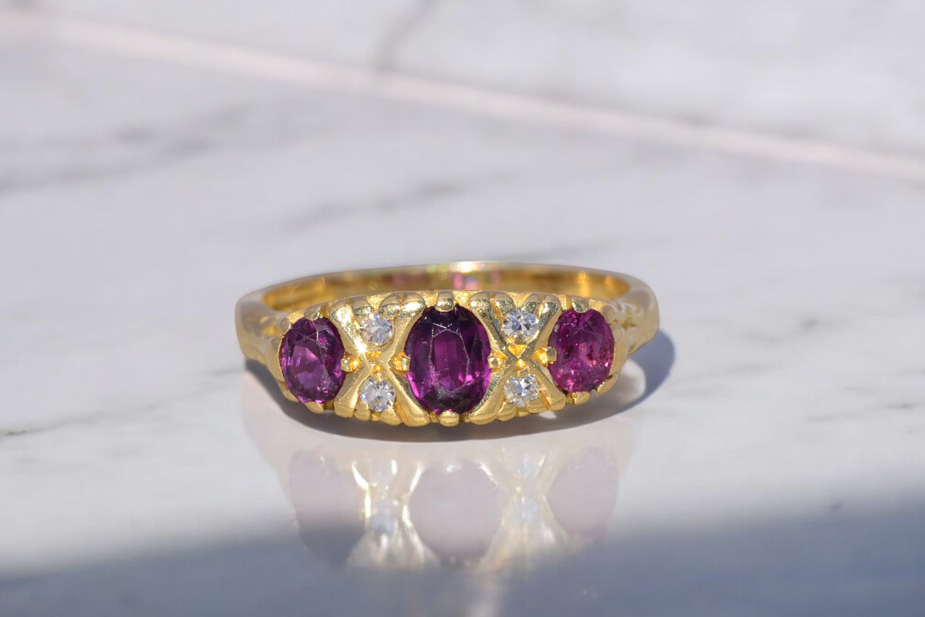 The Crowned Trio: Ruby and Natural Diamond Ring in Yellow Gold - Image 11