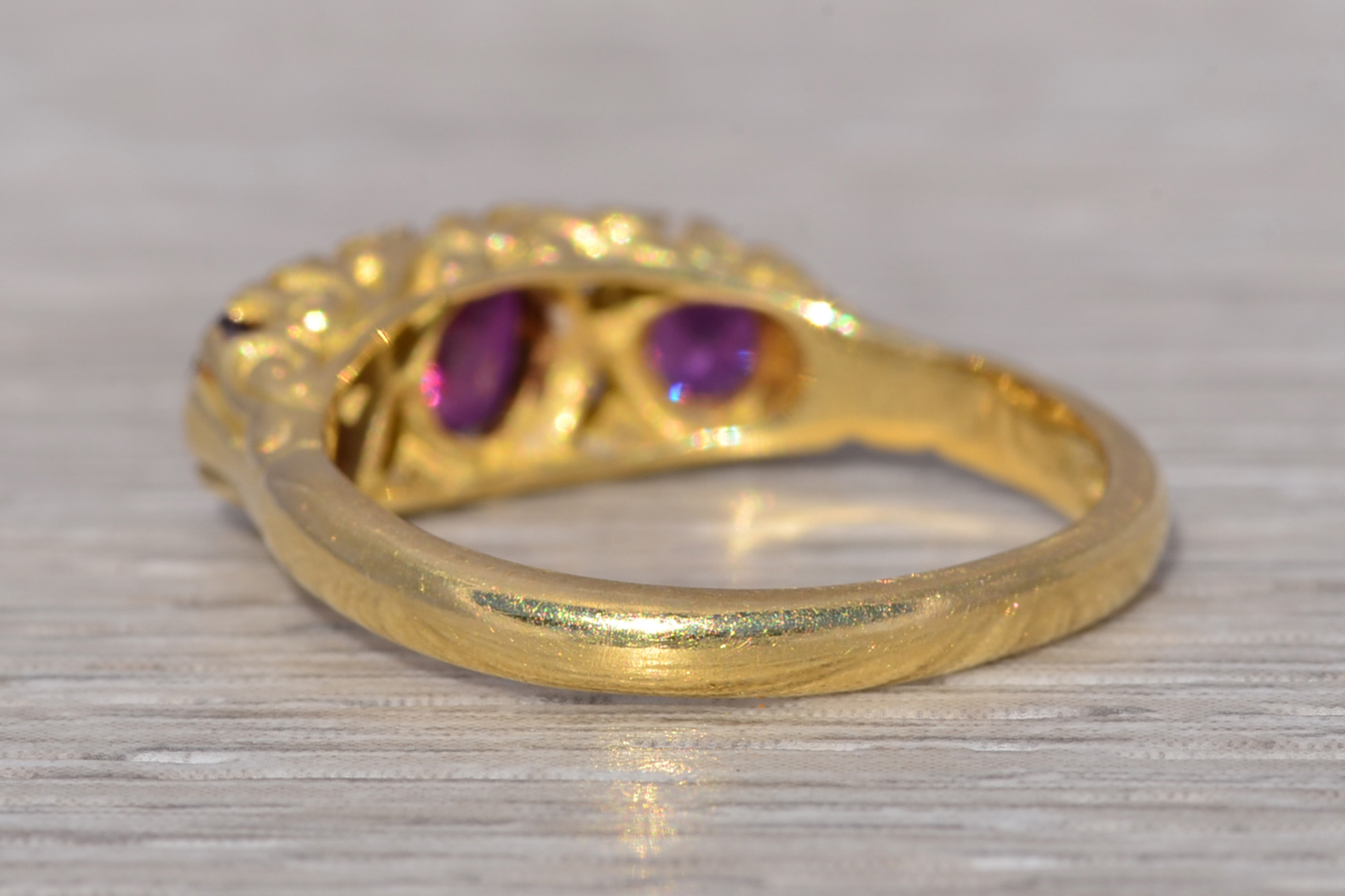 The Crowned Trio: Ruby and Natural Diamond Ring in Yellow Gold - Image 4