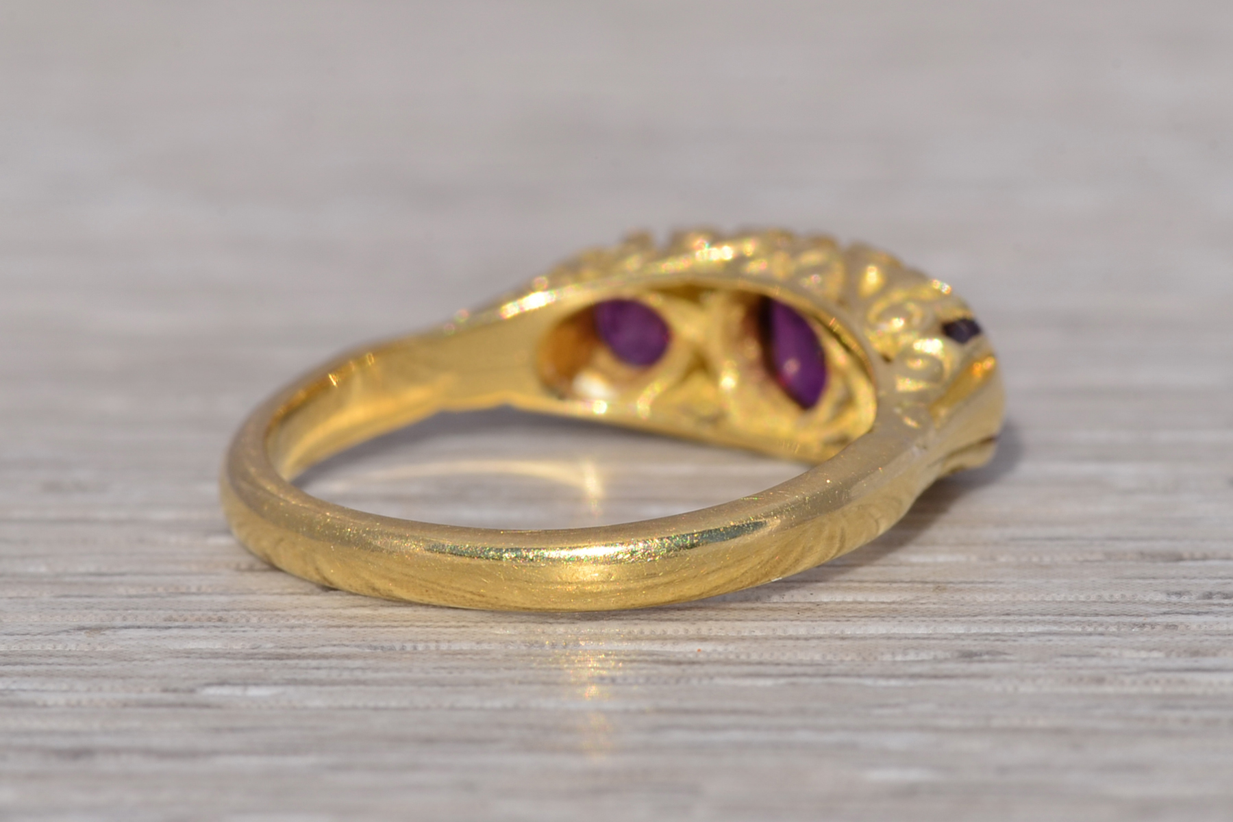 The Crowned Trio: Ruby and Natural Diamond Ring in Yellow Gold - Image 5