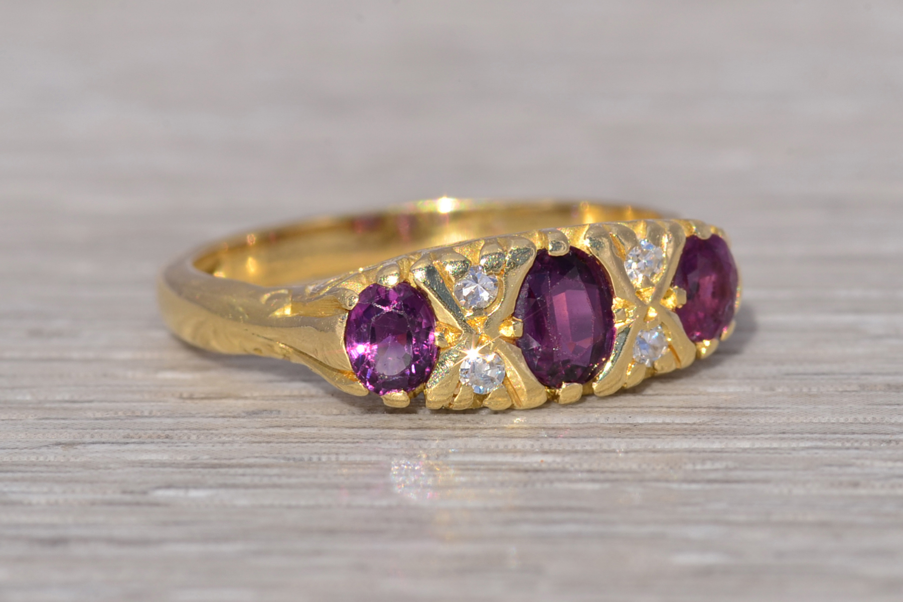 The Crowned Trio: Ruby and Natural Diamond Ring in Yellow Gold - Image 6
