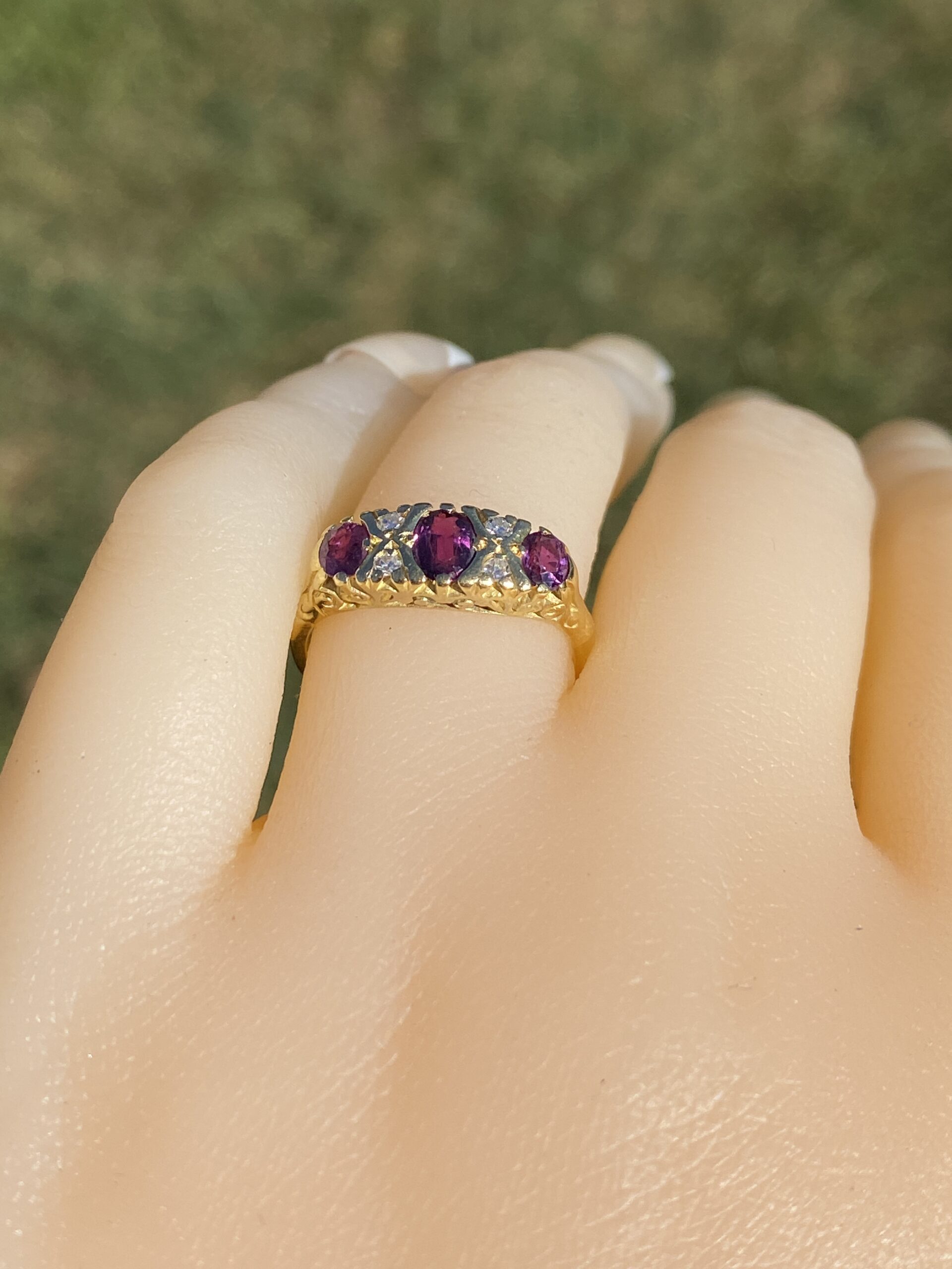 The Crowned Trio: Ruby and Natural Diamond Ring in Yellow Gold - Image 10