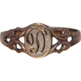 The Little Initial: Vintage Letter D Child’s Ring in Yellow Gold