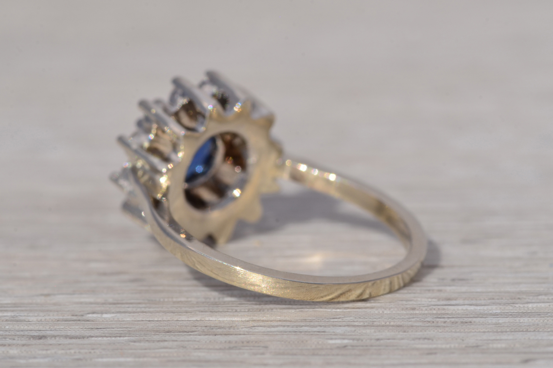 The Royal Bloom: Sapphire and Diamond Halo Ring in White Gold - Image 4