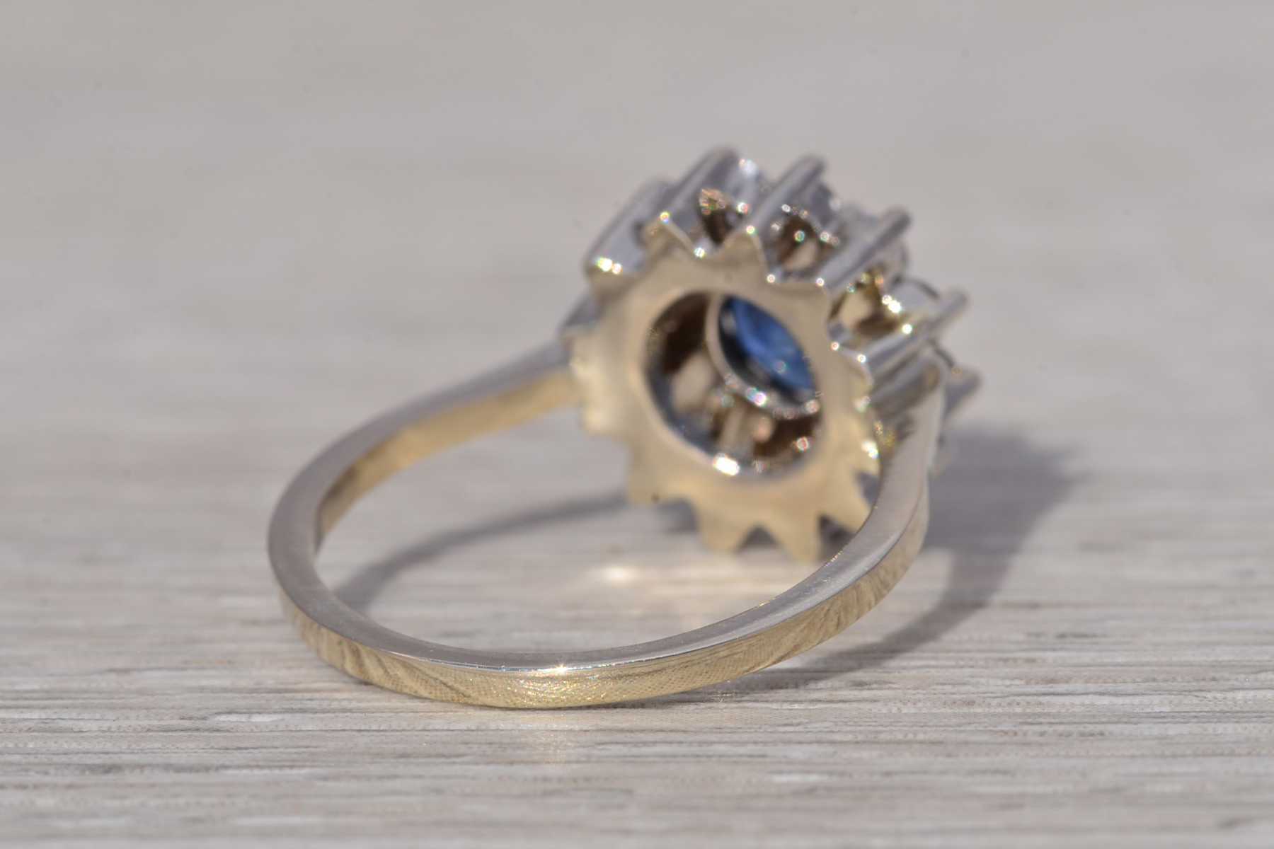 The Royal Bloom: Sapphire and Diamond Halo Ring in White Gold - Image 5