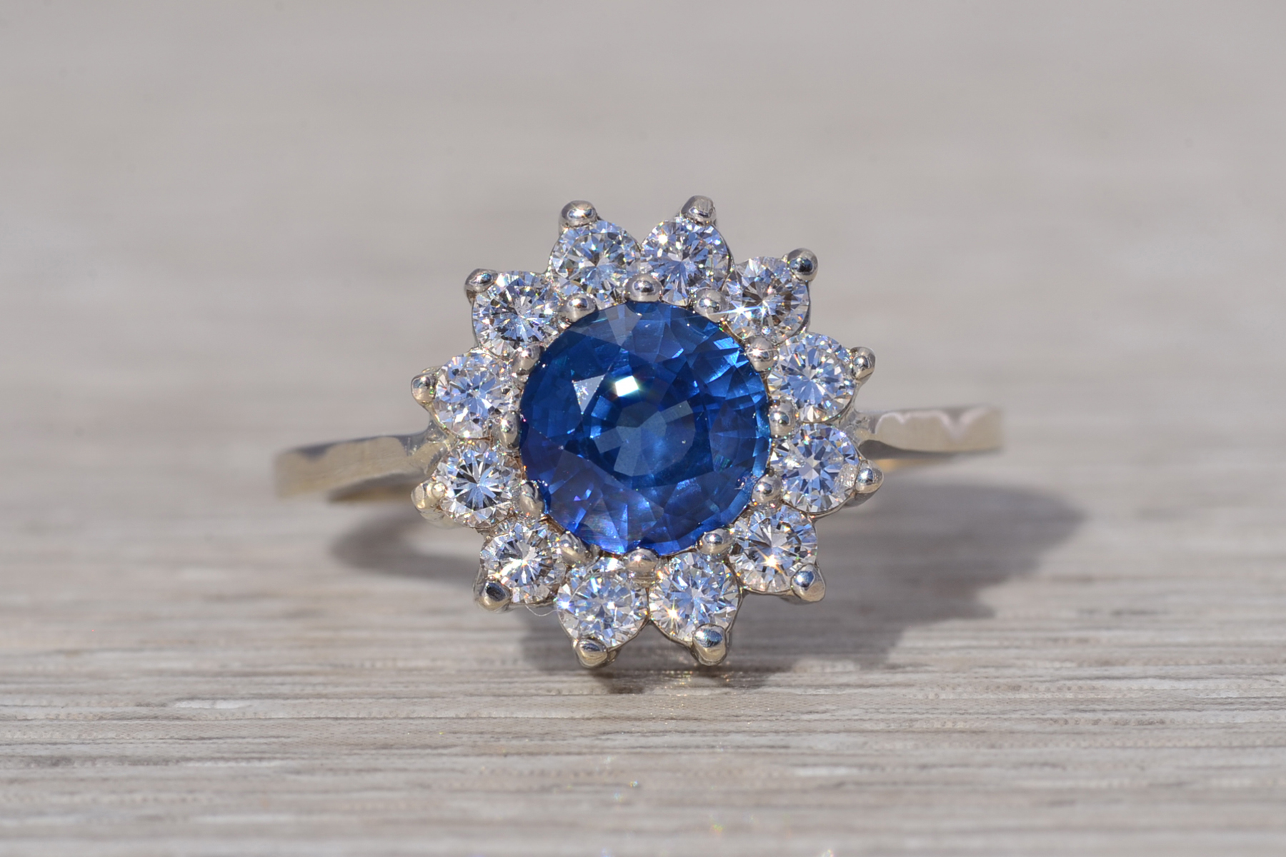 The Royal Bloom: Sapphire and Diamond Halo Ring in White Gold - Image 7