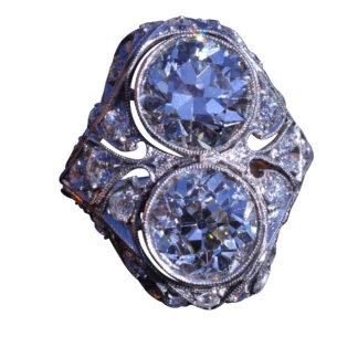 The L'amour:  Absolutely Outstanding Antique Two Diamond Filigree Ring Platinum