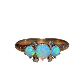 SOLD - The Montebello: Antique Edwardian Australian Opal and Rose Cut Diamond Ring