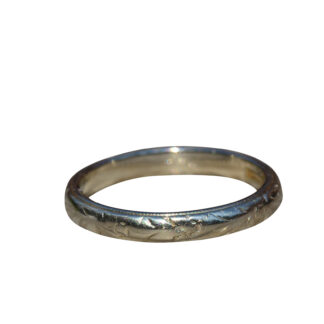 The El Monte:  Antique White Gold Orange Blossom Wedding Band