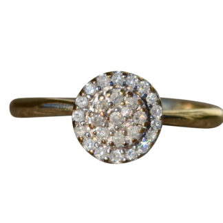 The Lawndale:  Ladies Vintage Yellow Gold Engagement Ring set with Diamonds