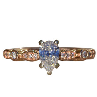 The Humboldt Park:  Ladies Modern Engagement Ring in 14K Rose Gold set with 0.66 CT Diamond