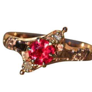 The Sauganash:  Ladies Rose Gold Victorian Ring set with Doublet and Rose Cut Diamonds