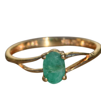 The Holmesburg:  Ladies Yellow Gold Engagement Style Ring set with 0.55 CT Emerald