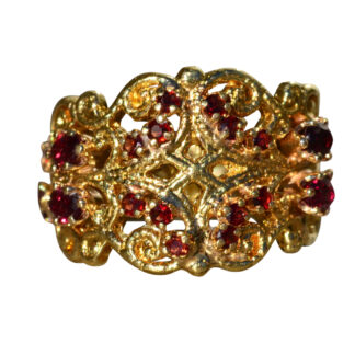 The Kingsessing:  Ladies 18K Gold Cocktail Ring set with Garnets