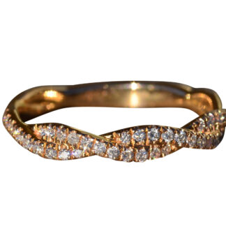 The Eastwick:  Ladies 18K Rose Gold Twisted Grapevine Band set with Diamonds