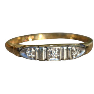 The Carrollton:  Ladies Signed 14K Two Tone Diamond Wedding Band