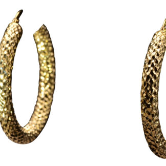 The Downey: Large Size Popcorn Textured Hoop Earrings in Yellow Gold