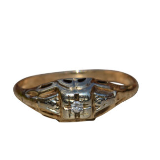 The Palmdale:  Antique Late Art Deco Early Retro Engagement Ring With Old Cut Diamond