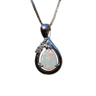 SOLD: The Redondo Beach:  Australian Opal Necklace with Diamonds