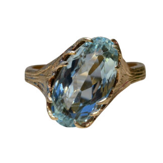 SOLD - The Inagua:  Ladies Vintage Signed 14K Ring set with 5.54 CT Aquamarine
