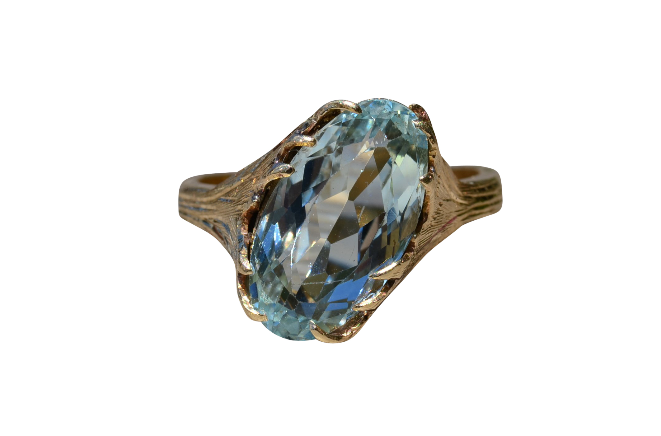SOLD - The Inagua: Ladies Vintage Signed 14K Ring set with 5.54 CT Aquamarine