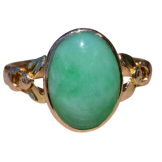 SOLD - The Abaco:  Ladies Vintage Cocktail Ring in 14K Gold set with Natural Jadeite