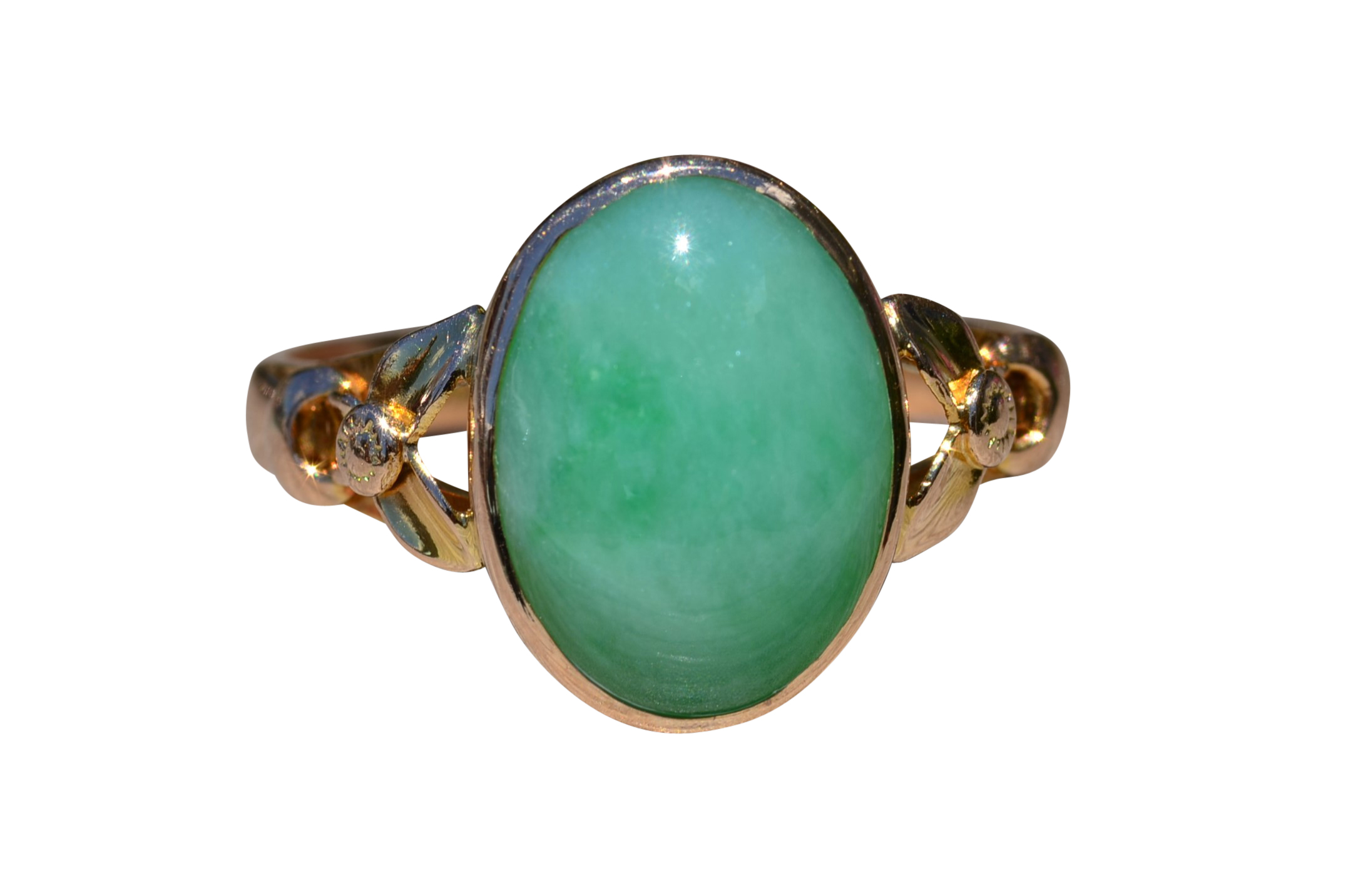 SOLD - The Abaco: Ladies Vintage Cocktail Ring in 14K Gold set with Natural Jadeite