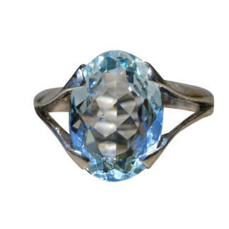 The Eleuthera:  Ladies 14K White Gold Ring set with 4.25 CT Aquamarine