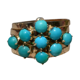 SOLD - The Adrigole: Ladies 14K Yellow Gold Multi-Band Ring set with Turquoise